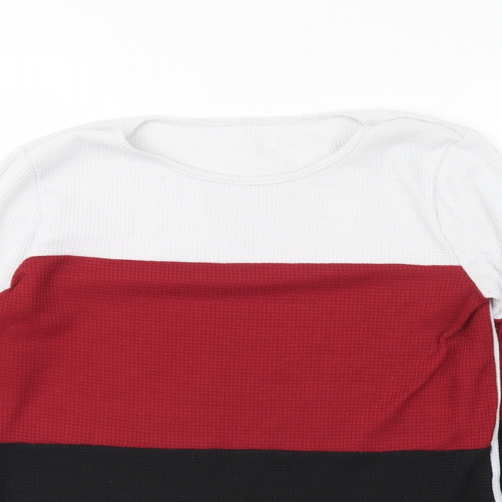 SheIn Womens Multicoloured Striped Polyester Pullover Sweatshirt Size L Pullover