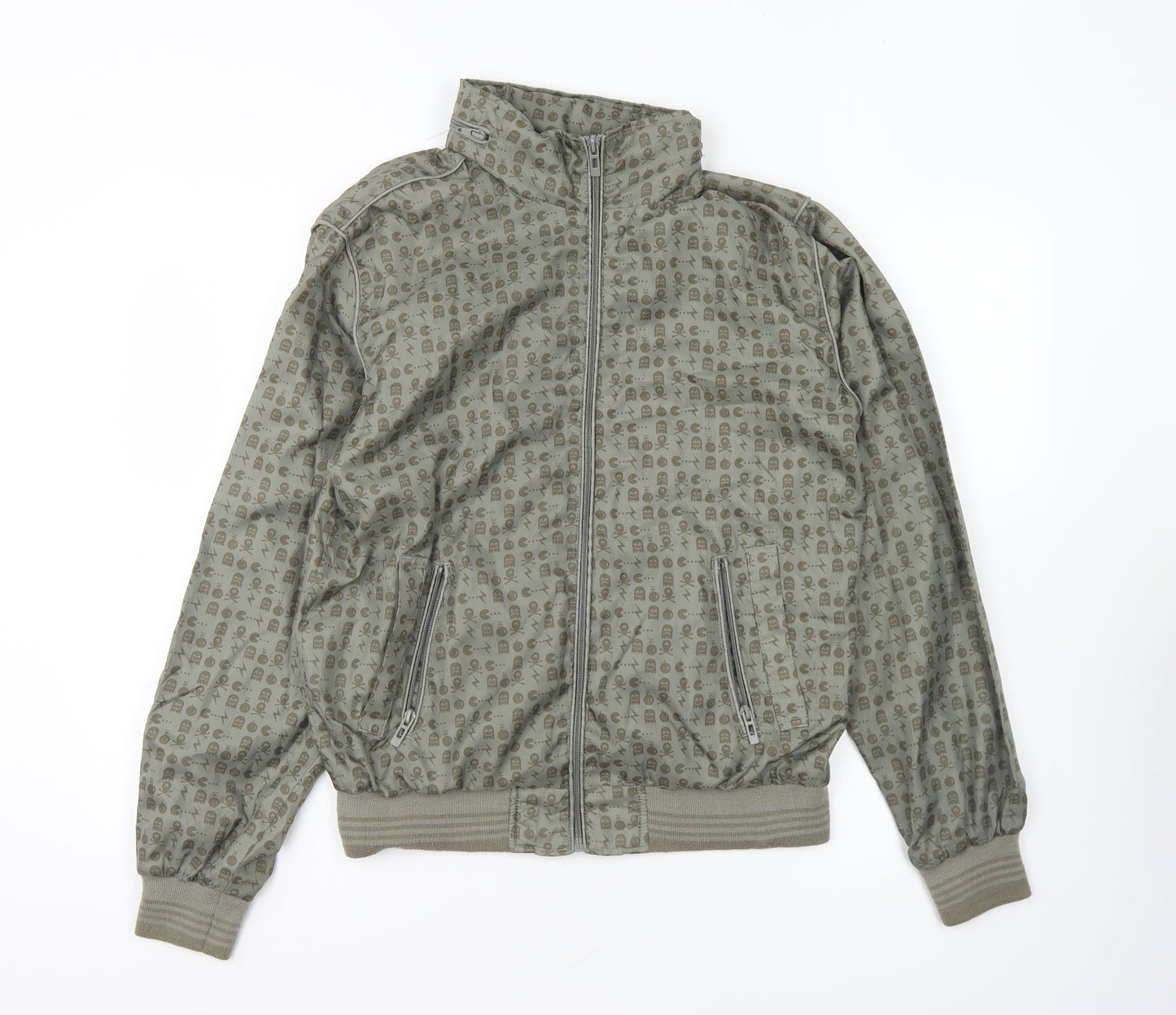 Preworn Womens Green Geometric Jacket Size S Zip - Pacman