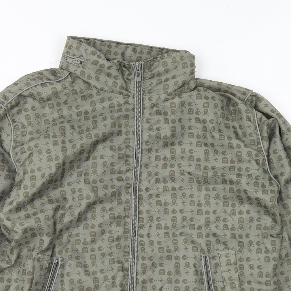 Preworn Womens Green Geometric Jacket Size S Zip - Pacman