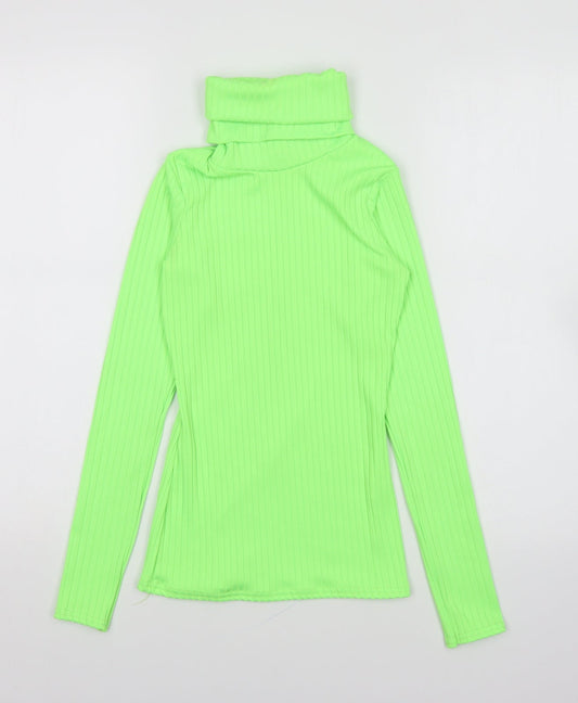 PRETTYLITTLETHING Womens Green Roll Neck Polyester Pullover Jumper Size 6
