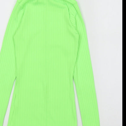 PRETTYLITTLETHING Womens Green Roll Neck Polyester Pullover Jumper Size 6