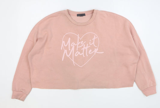 Primark Womens Pink Polyester Pullover Sweatshirt Size 12 Pullover - Cropped