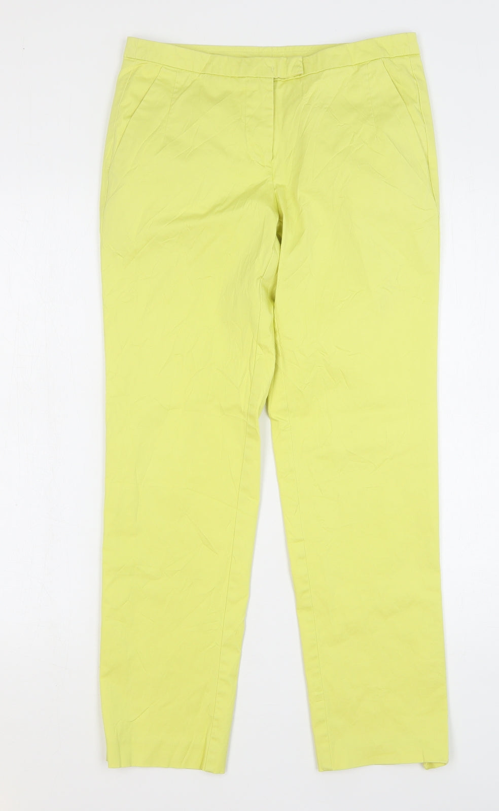 Stile Benetton Womens Yellow Polyester Trousers Size 30 in L28 in Regular Zip