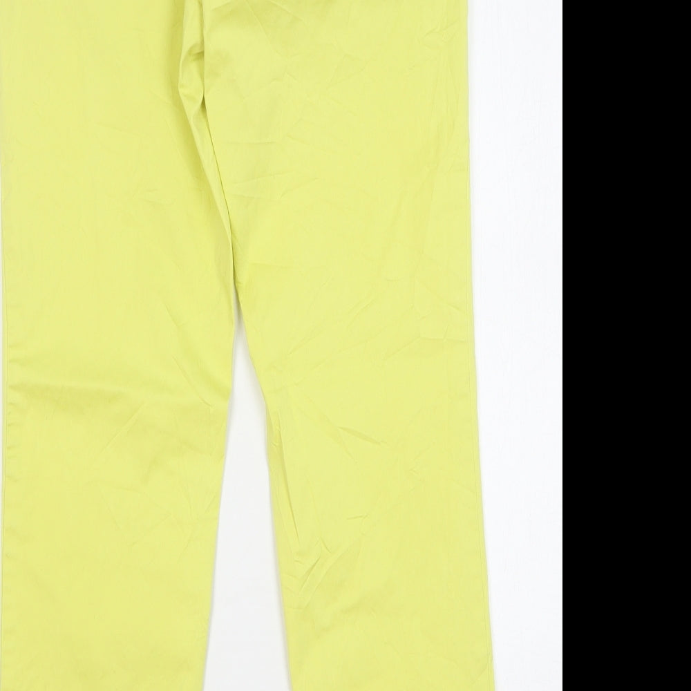 Stile Benetton Womens Yellow Polyester Trousers Size 30 in L28 in Regular Zip