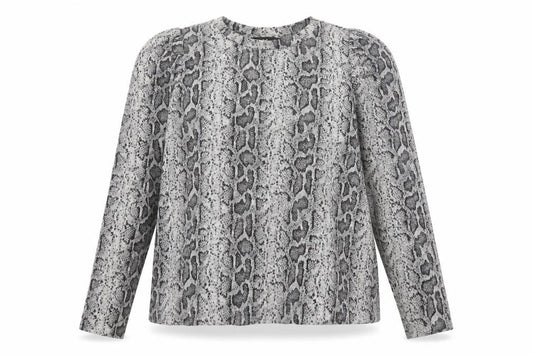 F&F Womens Grey Animal Print Polyester Basic T-Shirt Size 10 Crew Neck - Snake Print