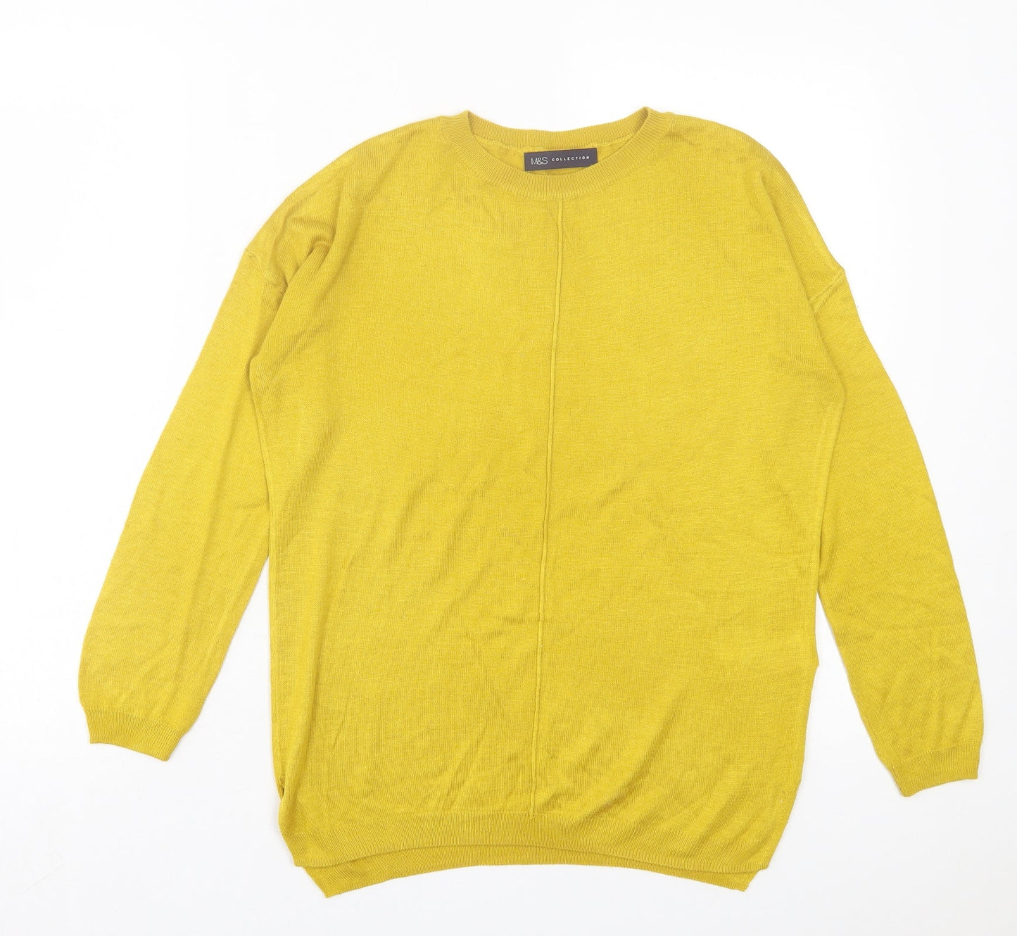 Marks and Spencer Womens Yellow Crew Neck Acrylic Pullover Jumper Size S
