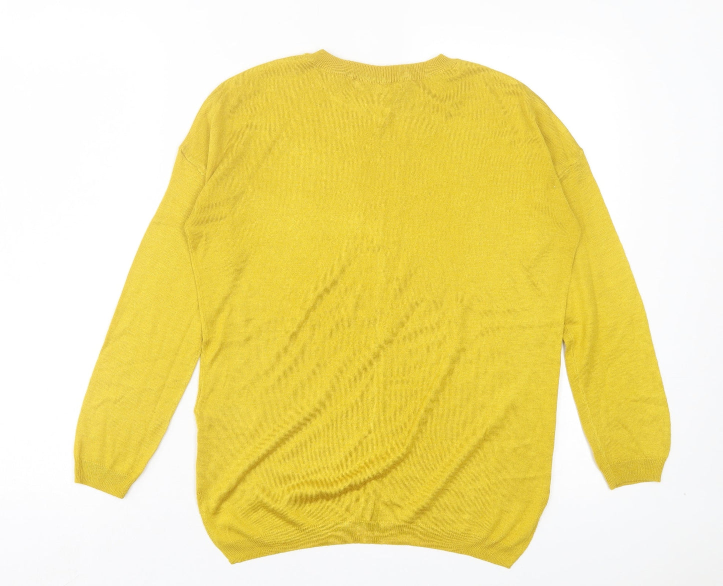 Marks and Spencer Womens Yellow Crew Neck Acrylic Pullover Jumper Size S