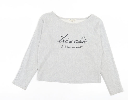Miss Selfridge Womens Grey Cotton Pullover Sweatshirt Size 12 Pullover - Paris Has My Heart