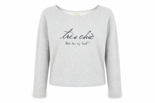 Miss Selfridge Womens Grey Cotton Pullover Sweatshirt Size 12 Pullover - Paris Has My Heart