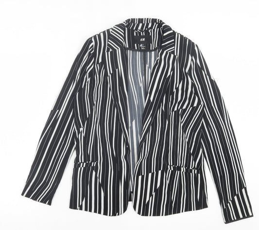 H7m Womens Black Striped Jacket Size 8