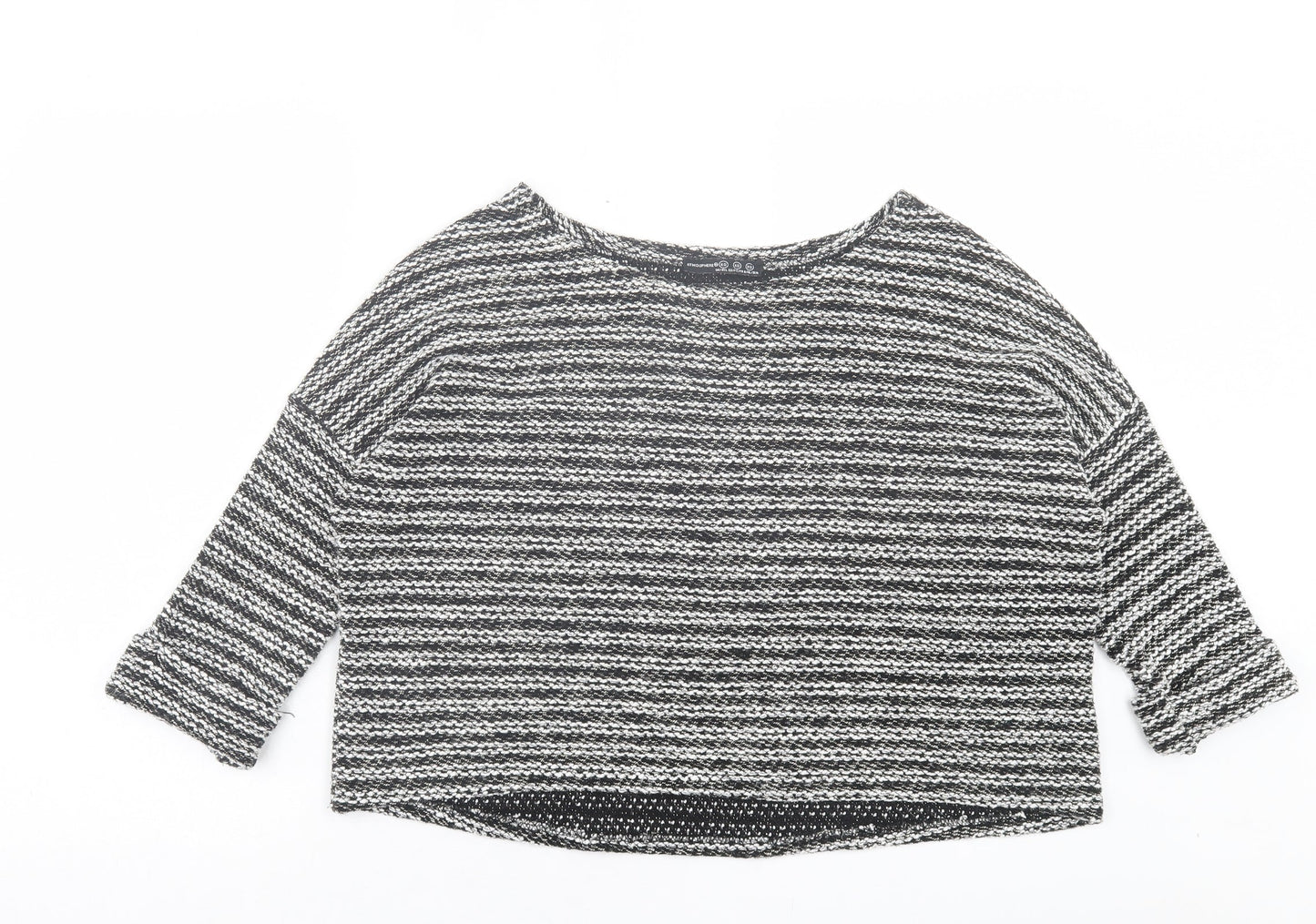 Atmosphere Womens Black Boat Neck Striped Acrylic Pullover Jumper Size XS