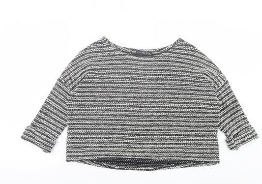 Atmosphere Womens Black Boat Neck Striped Acrylic Pullover Jumper Size XS