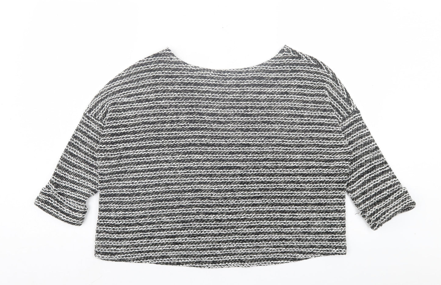 Atmosphere Womens Black Boat Neck Striped Acrylic Pullover Jumper Size XS