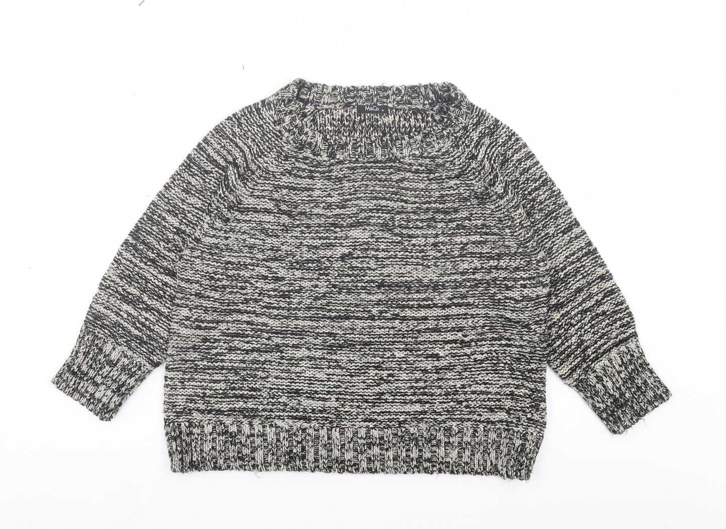 M&Co Womens Grey Crew Neck Acrylic Pullover Jumper Size M