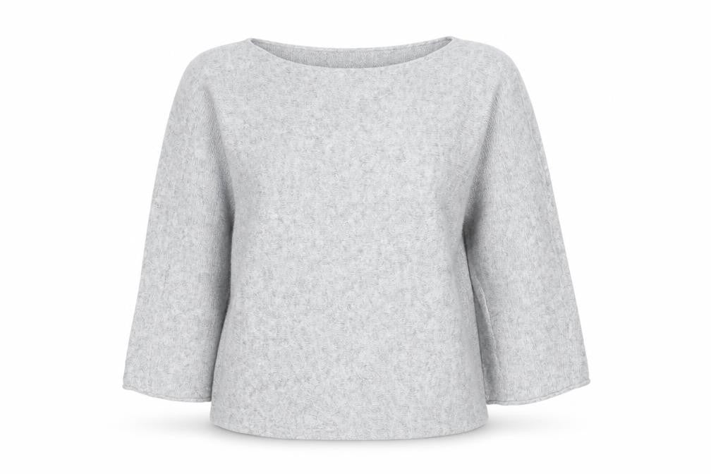 Isabella D Womens Grey Round Neck Wool Pullover Jumper Size S