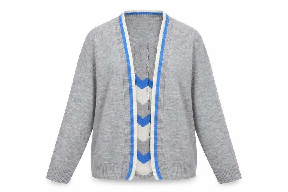 Mia Moda Womens Grey Round Neck Acrylic Pullover Jumper Size L