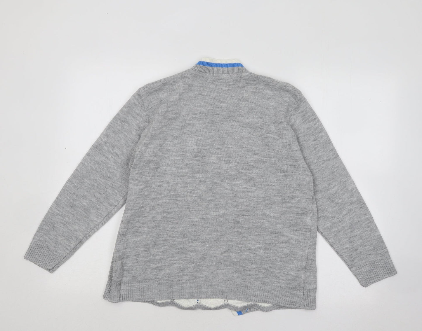 Mia Moda Womens Grey Round Neck Acrylic Pullover Jumper Size L