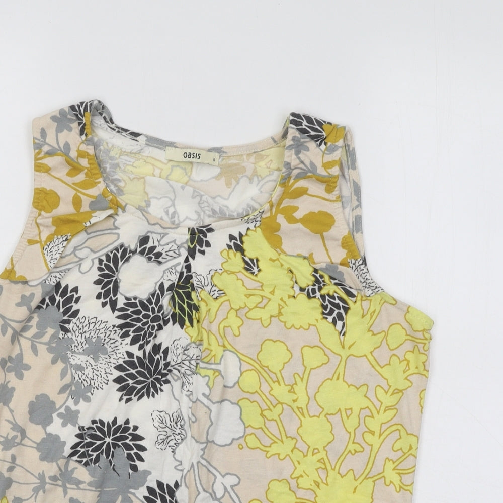 Oasis Womens Multicoloured Floral Viscose Basic Tank Size 8 Scoop Neck