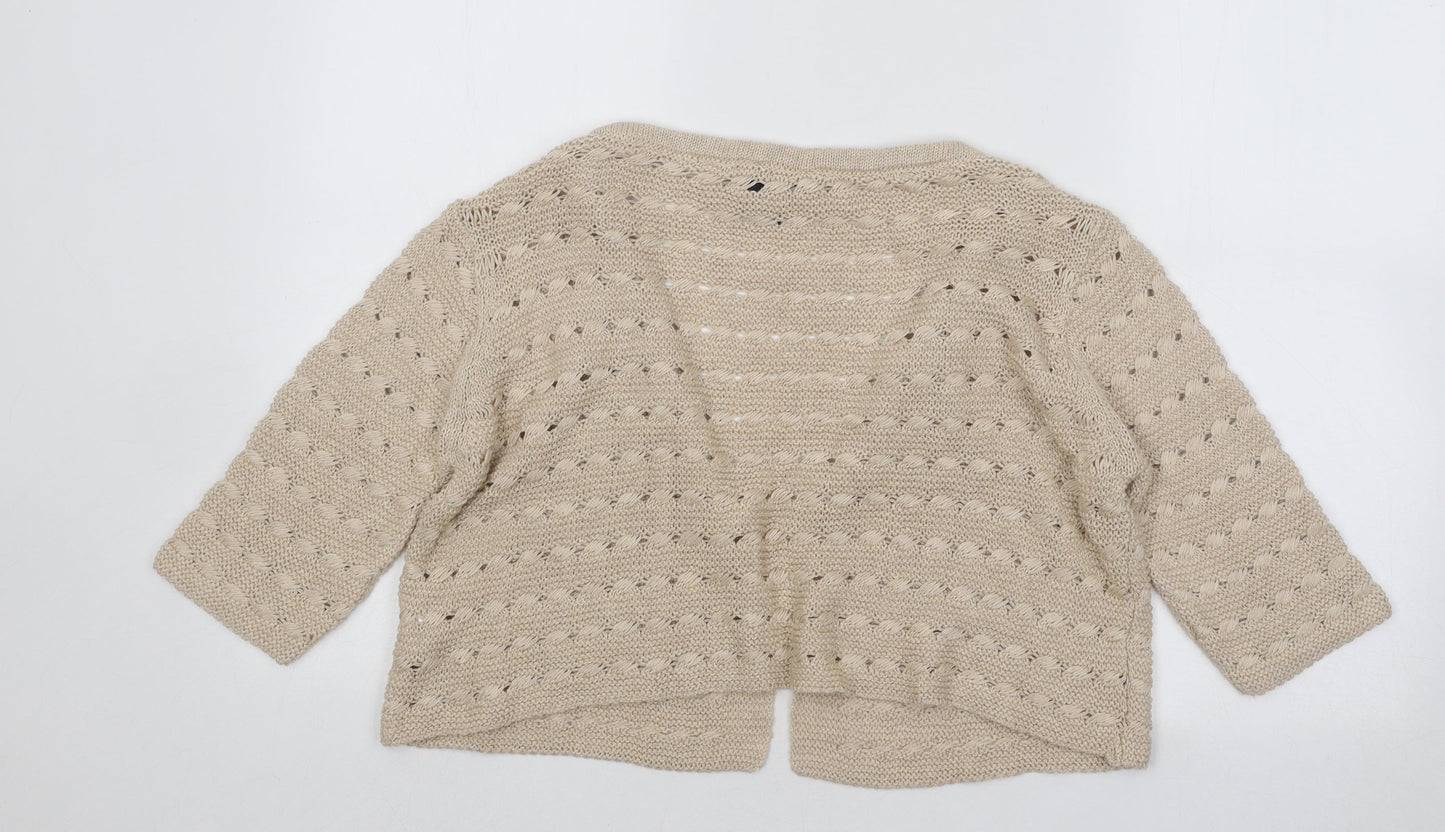 Topshop Womens Beige Round Neck Cotton Cardigan Jumper Size 10