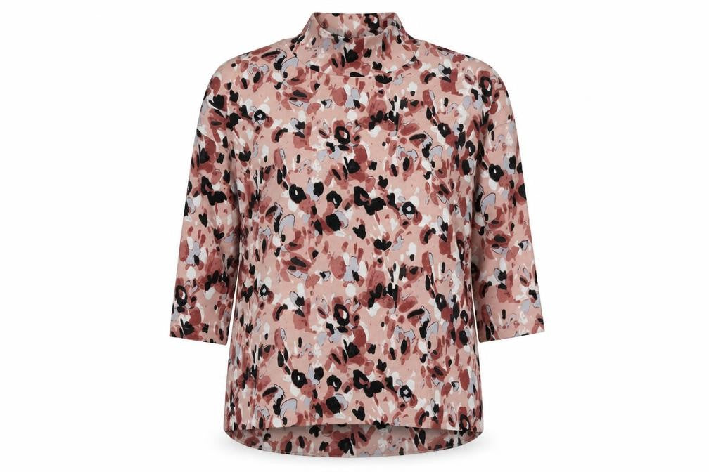 Marks & Spencer Womens Multicoloured Mock Neck Geometric Polyester Pullover Jumper Size 8