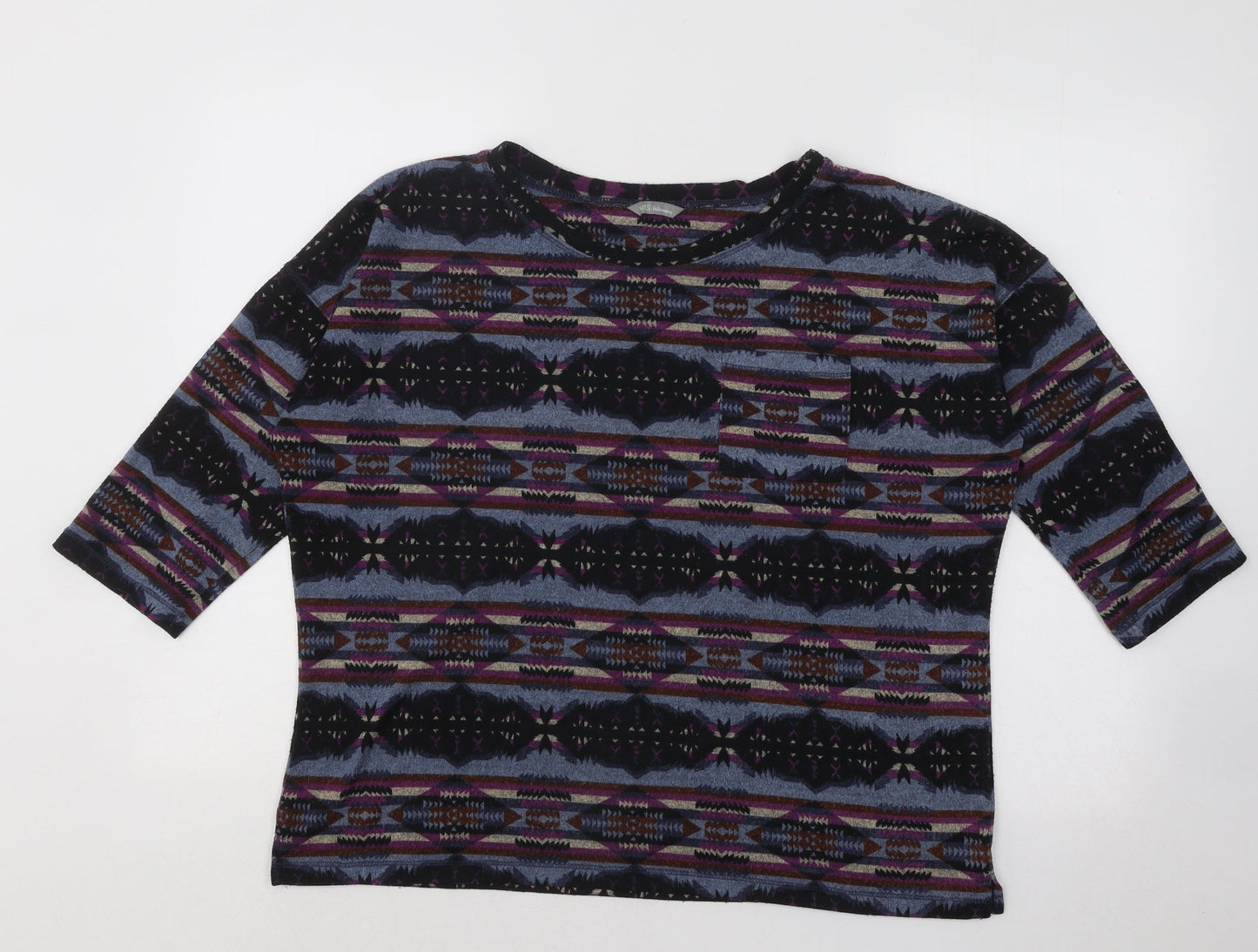 Marks and Spencer Womens Multicoloured Round Neck Geometric Acrylic Pullover Jumper Size XL