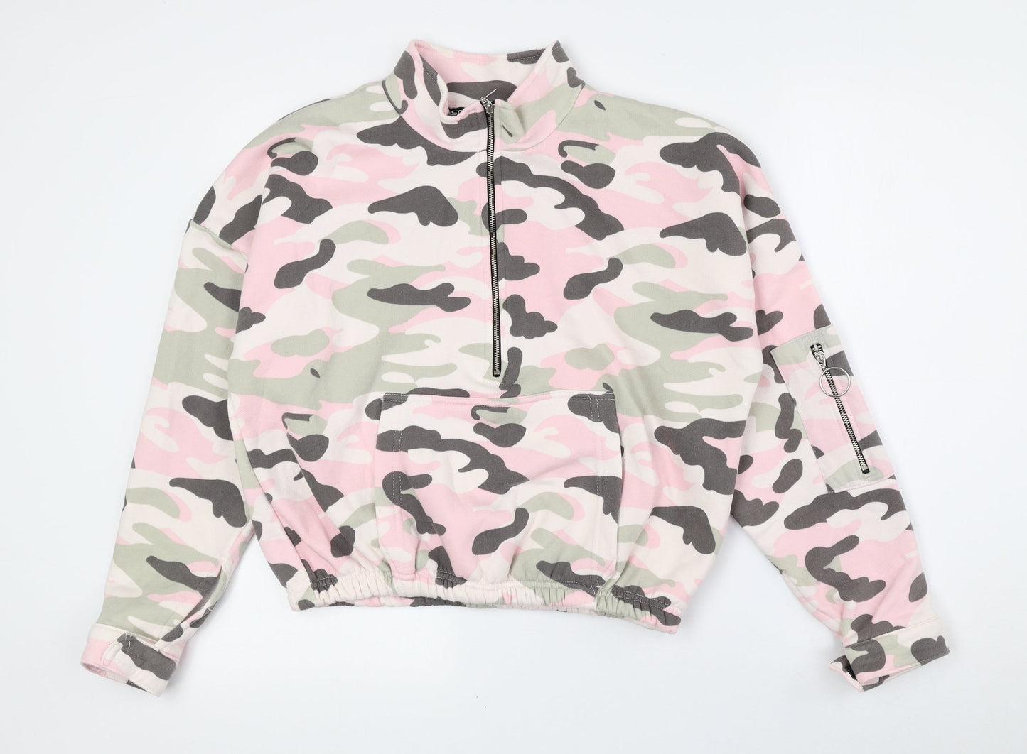 Select Womens Multicoloured High Neck Camouflage Cotton Full Zip Jumper Size L