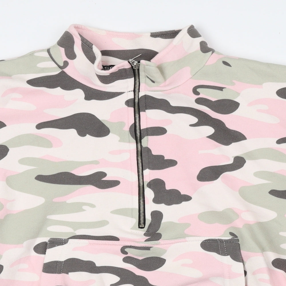 Select Womens Multicoloured High Neck Camouflage Cotton Full Zip Jumper Size L