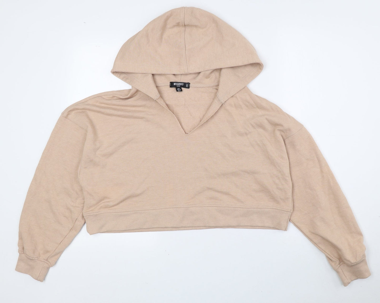 Missguided Womens Beige Polyester Pullover Hoodie Size 8 Pullover - Petite, Cropped