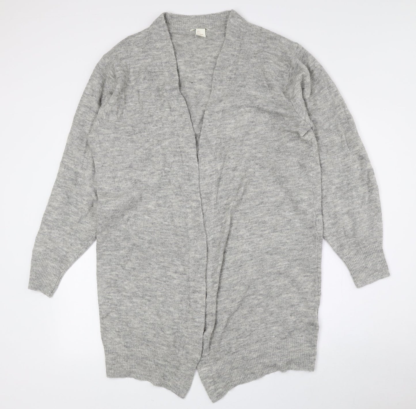 H&M Womens Grey V-Neck Acrylic Cardigan Jumper Size S