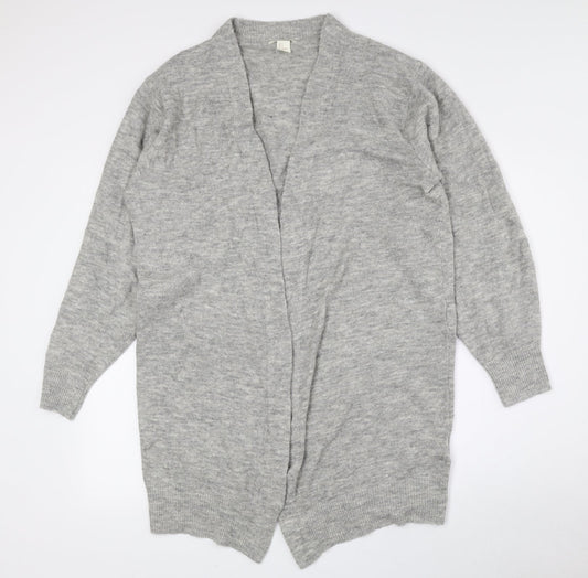 H&M Womens Grey V-Neck Acrylic Cardigan Jumper Size S