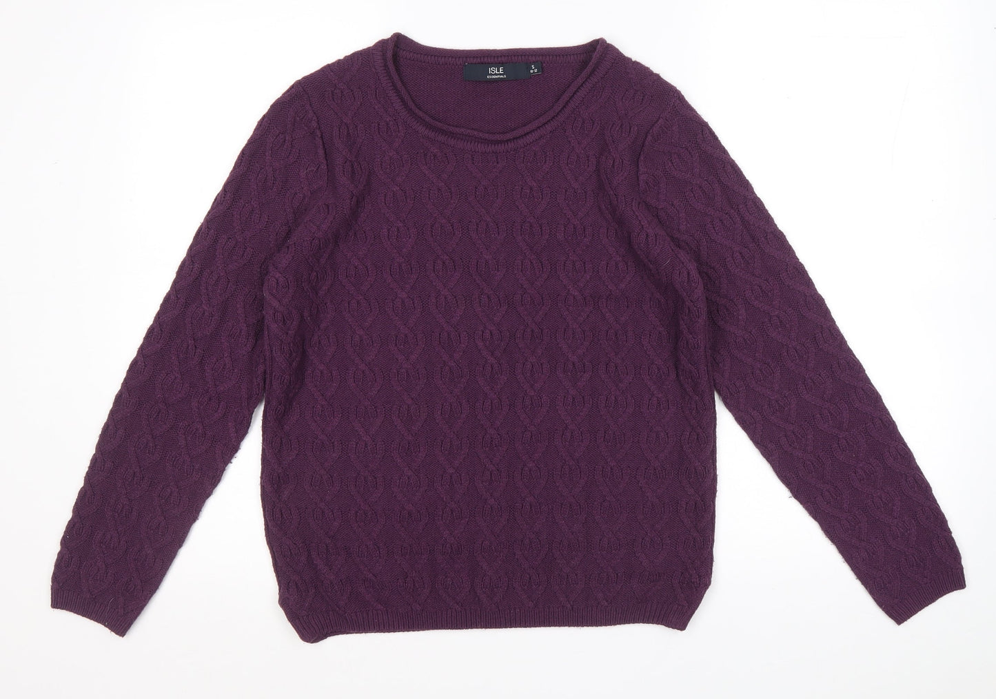 Isle Essentials Womens Purple Scoop Neck Acrylic Pullover Jumper Size 10