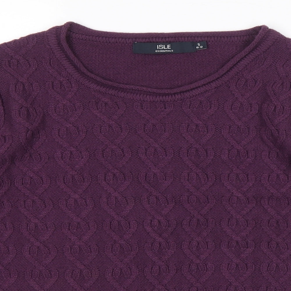 Isle Essentials Womens Purple Scoop Neck Acrylic Pullover Jumper Size 10