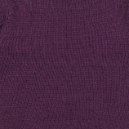 Isle Essentials Womens Purple Scoop Neck Acrylic Pullover Jumper Size 10