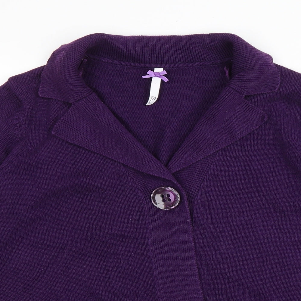 BHS Womens Purple V-Neck Cotton Cardigan Jumper Size 12