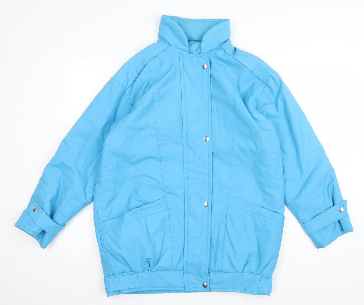 Preworn Womens Blue Rain Coat Coat Size 12 Zip