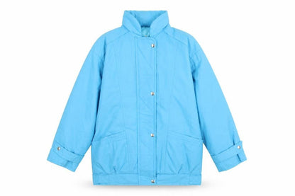 Preworn Womens Blue Rain Coat Coat Size 12 Zip
