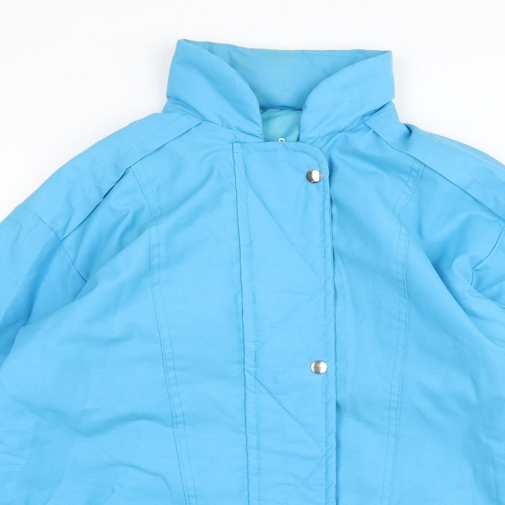 Preworn Womens Blue Rain Coat Coat Size 12 Zip
