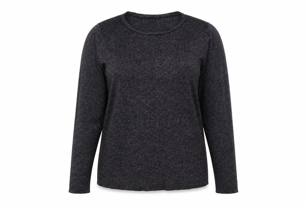 M&Co Womens Black Round Neck Polyester Pullover Jumper Size 14