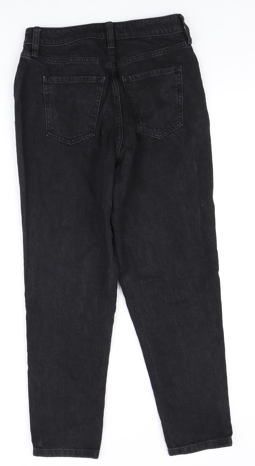 F&F Womens Black Polyester Straight Jeans Size 8 L28 in Regular Zip