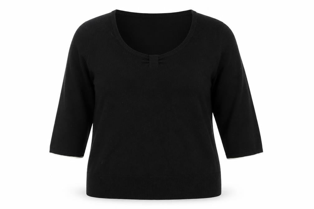 Wardrobe Womens Black Scoop Neck Acrylic Pullover Jumper Size 16