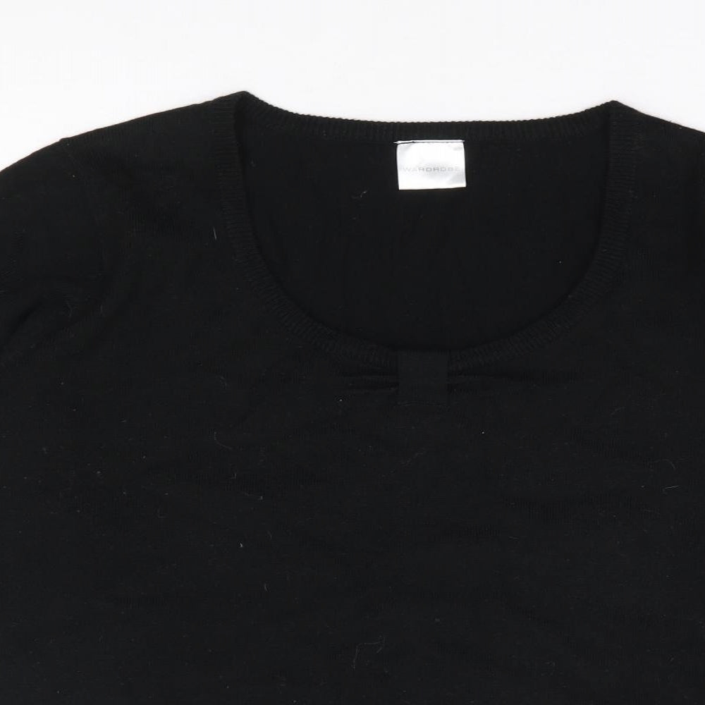 Wardrobe Womens Black Scoop Neck Acrylic Pullover Jumper Size 16
