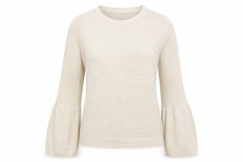 George Womens Beige Round Neck Acrylic Pullover Jumper Size 12 - Bell Sleeve