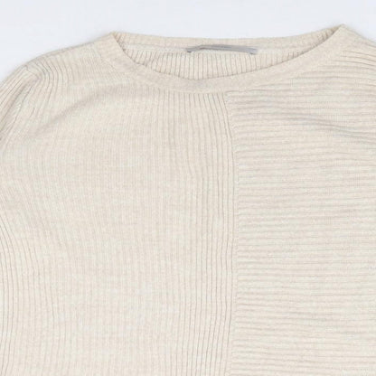 George Womens Beige Round Neck Acrylic Pullover Jumper Size 12 - Bell Sleeve