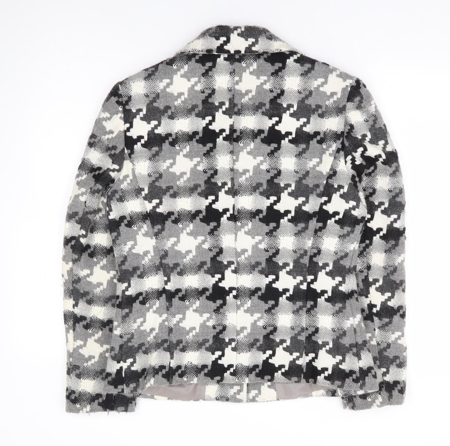 Oscar B Womens Black Geometric Jacket Blazer Size 14 Button