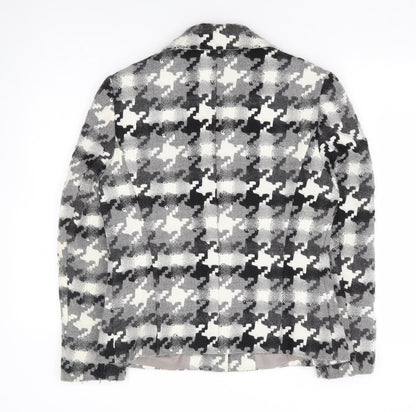 Oscar B Womens Black Geometric Jacket Blazer Size 14 Button