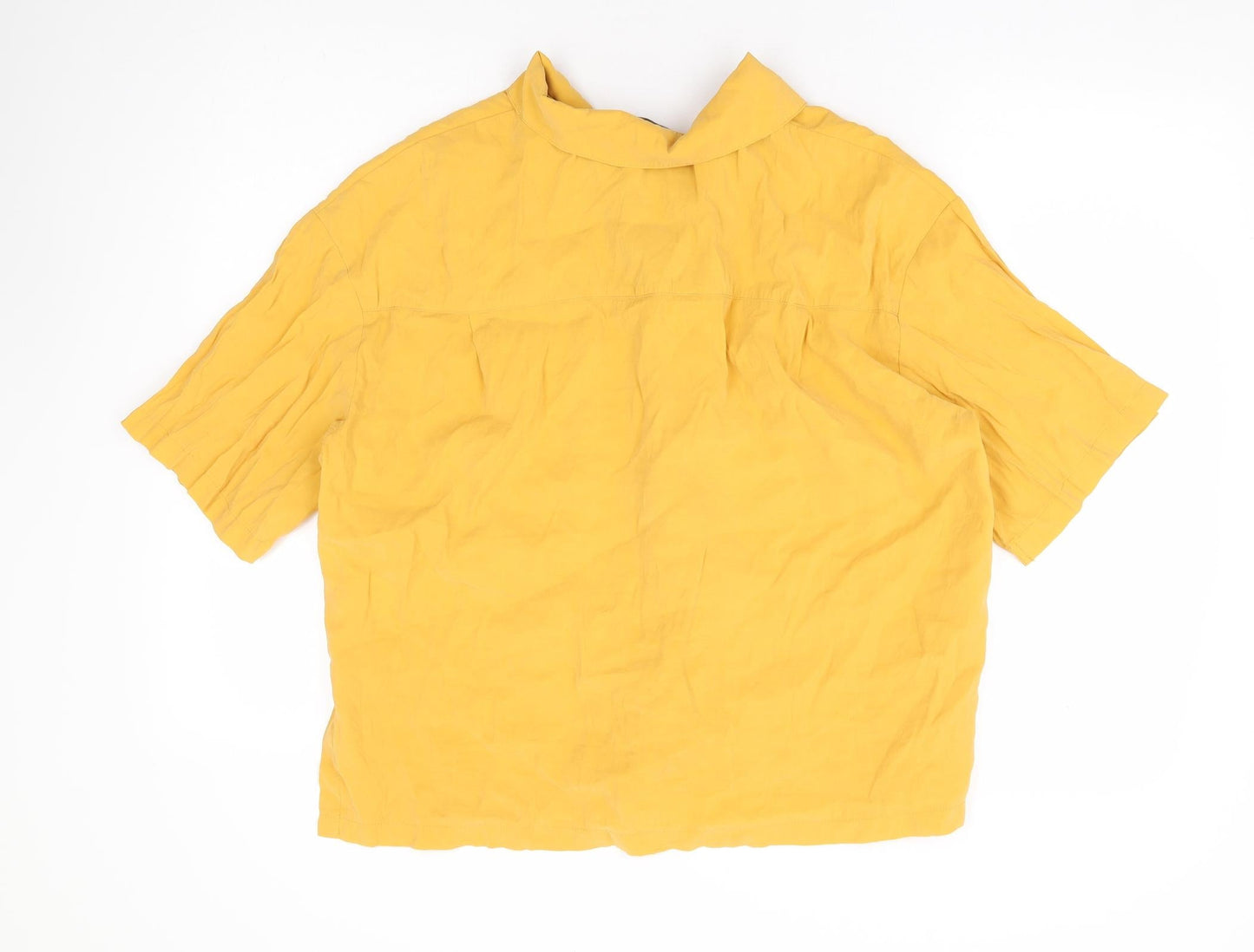 Peacocks Womens Yellow Polyester Basic Button-Up Size 12 Collared - Box Fit Shirt