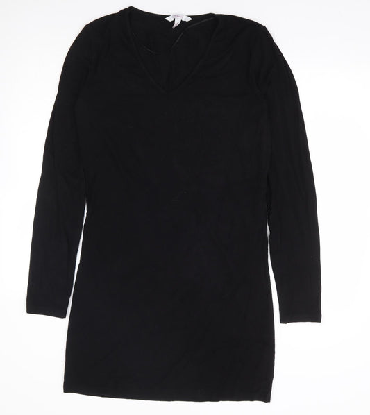 LTS Basics Womens Black Polyester A-Line Size M V-Neck Pullover