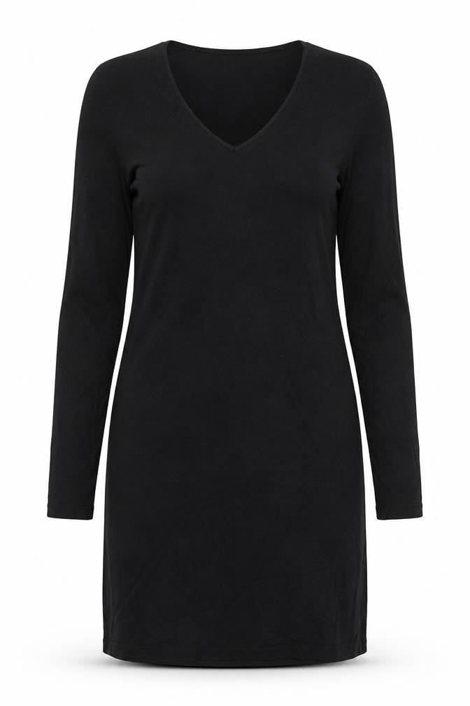 LTS Basics Womens Black Polyester A-Line Size M V-Neck Pullover