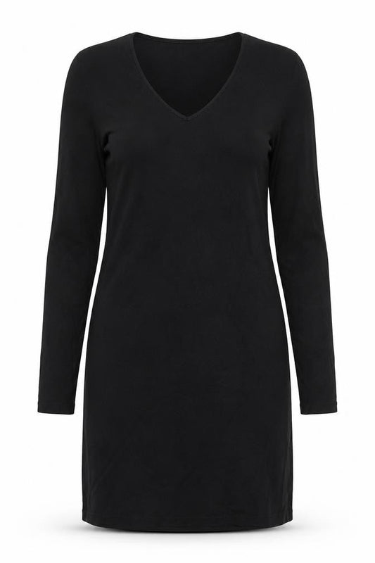 LTS Basics Womens Black Polyester A-Line Size M V-Neck Pullover