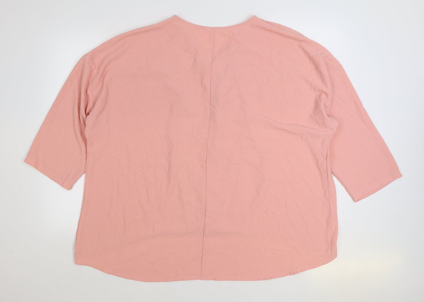 Preworn Womens Pink Polyester Basic Blouse Size 3XL V-Neck